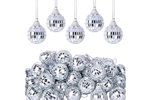WEHHBTYE 60PCS Disco Ball Ornament - 1.2 Inch Mirror Disco Ball 60s 70s Reflective Mirror Ball Christmas Tree Wedding Birthday Party Ball Ornaments