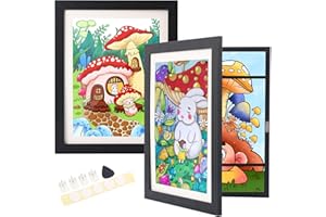 SRKLXYJINT 2 Pack Black Kids Art Frames 8.5x11 Front Opening Kids Artwork Frames Changeable Artwork Display Storage Frame for Wall Holds 50 Pcs for 3D Picture Crafts Children Drawing Hanging Art Portfolio