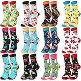 ShinyMatch 12 Pairs Funny Mushroom Socks Funny Novelty Crew Socks Gifts for Nature Mushroom Lovers Gift Mushroom Stuff Christmas Gifts for Women Men