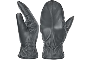 SURAWIL Womens Leather Mittens Leather Mitt For Women Thinsulate Lined Touchscreen LW7CA-T Grey XL