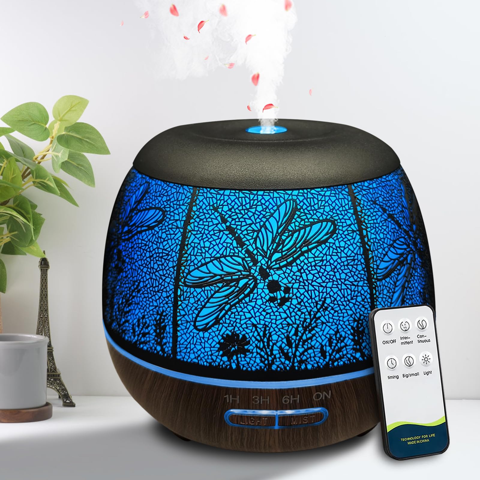 Photo 1 of ***Missing plug***Diffusers for Essential Oils Large Room 400ml,Essential Oil Diffuser for Home with R/C,Cool Mist Humidifiers for Bedroom,7 Colors Changed & 3 Mist Mode Waterless Auto Off for Decor Dragonfly***Missing plug***