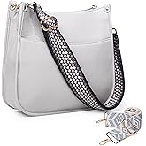 Viva Terry Crossbody Bags for Women Trendy Vegan Leather Shoulder Bag with 2 Adjustable Guitar Strap(Anthracite Gray)