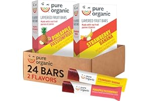 Pure Organic Layered Fruit Bars, Gluten Free, Vegan Fruit Snacks, Variety Pack, 12.4oz Box (24 Bars)