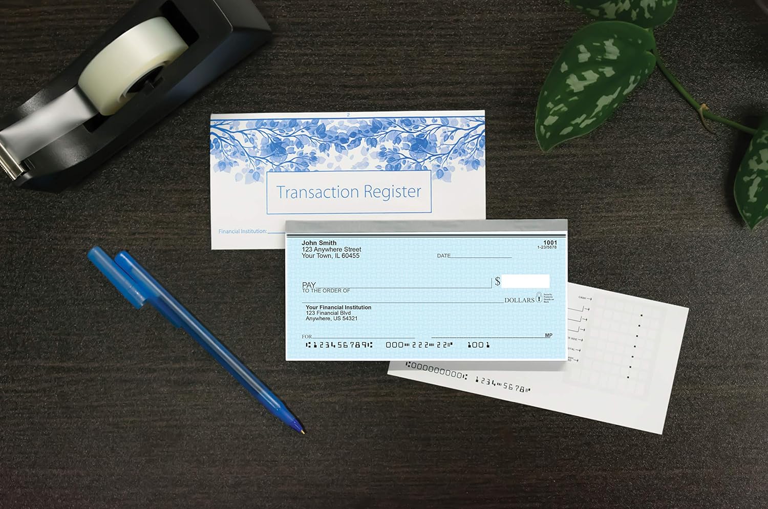Top Tear Blue Safety Personal Checks - Value Priced (1 Box of Duplicates, Qty. 100) : Office Products