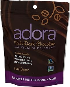 Adora Calcium Supplement Disk, Dark Chocolate, 30 Count - 500 mg