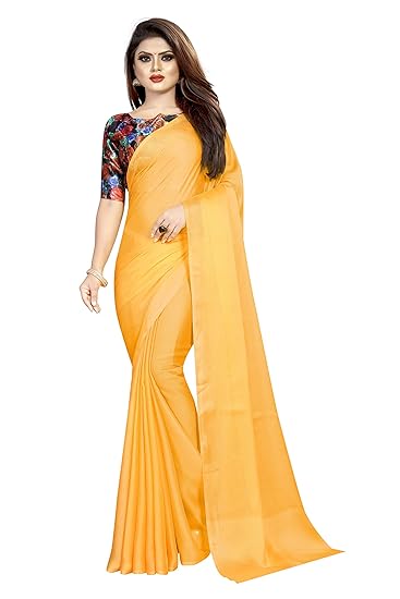 Market Magic World Womens Chiffon Saree With Digital Printed Bloues Piece
