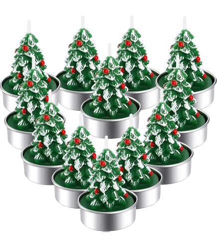 ArtCreativity Weihnachtskerzen-Set – 12 Teelichter In Festlichen Designs (Schneemann, Tanne, Etc.)