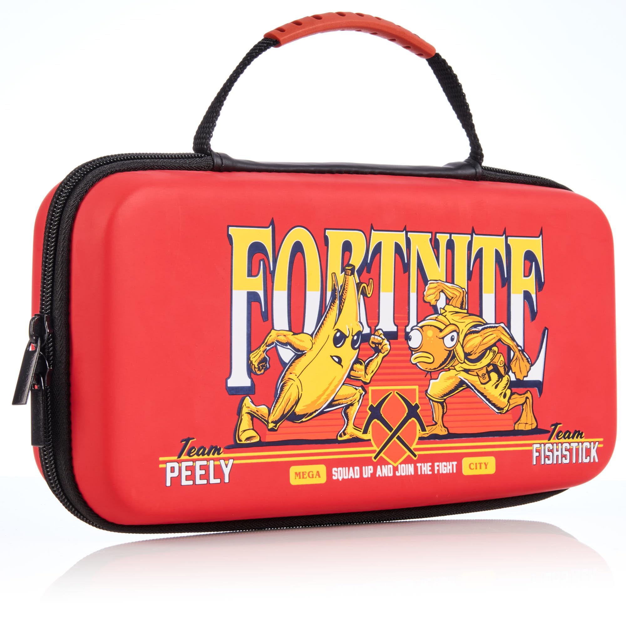 Numskull Official Fortnite Carry Case for Switch and Switch 2 – Peely vs Fishstick Party Edition – Holds 10 Games & Accessories
