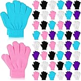 Handepo 50 Pairs Kids Winter Gloves Bulk Stretchy Full Finger Knitted Gloves Winter Warm for Boys Girls