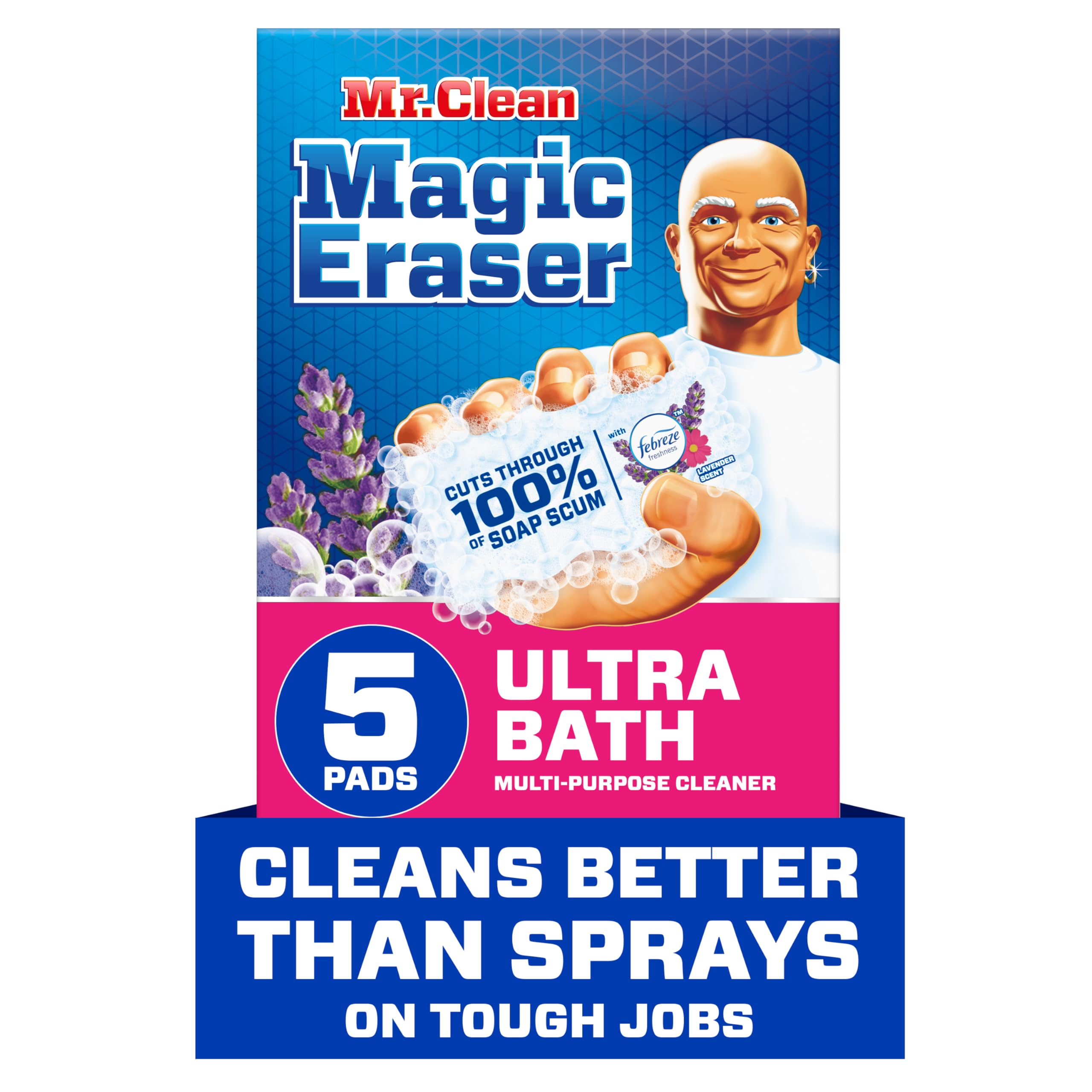 Photo 1 of Mr. Clean Magic Eraser Ultra Bath Multi Purpose Cleaner for Bathroom, Soap Scum Remover for Shower, 5ct