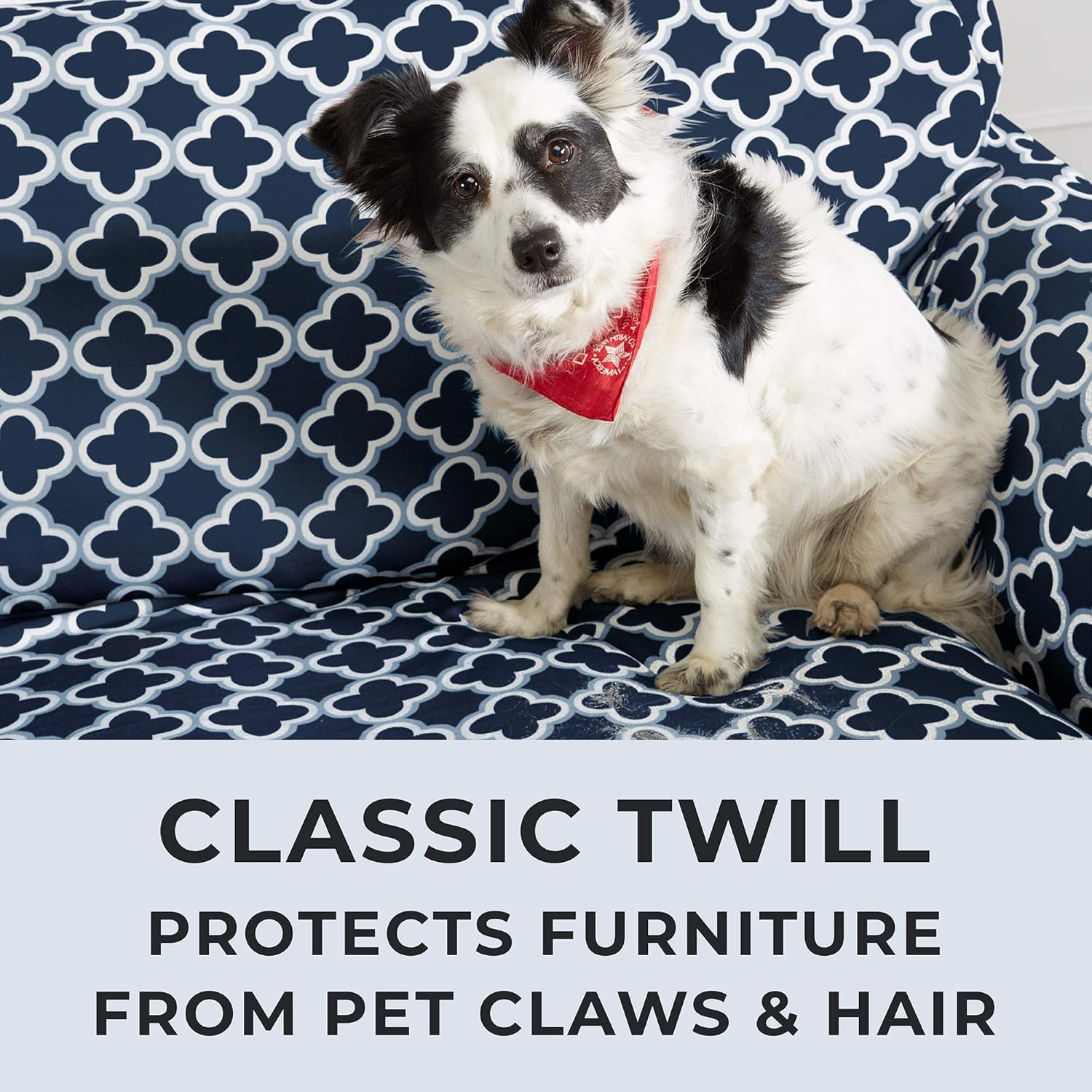 Printed Twill Love Seat Slipcover. One Piece Stretch Loveseat Cover. Strapless Love Seat Cover for Living Room. Fallon Collection Slipcover. (Love Seat, Navy): Kitchen & Dining