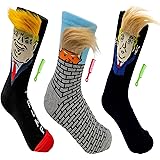 TrumpHall trump socks with comb over hair and brush men and women 2020 election socks funny donald (3 PACK)