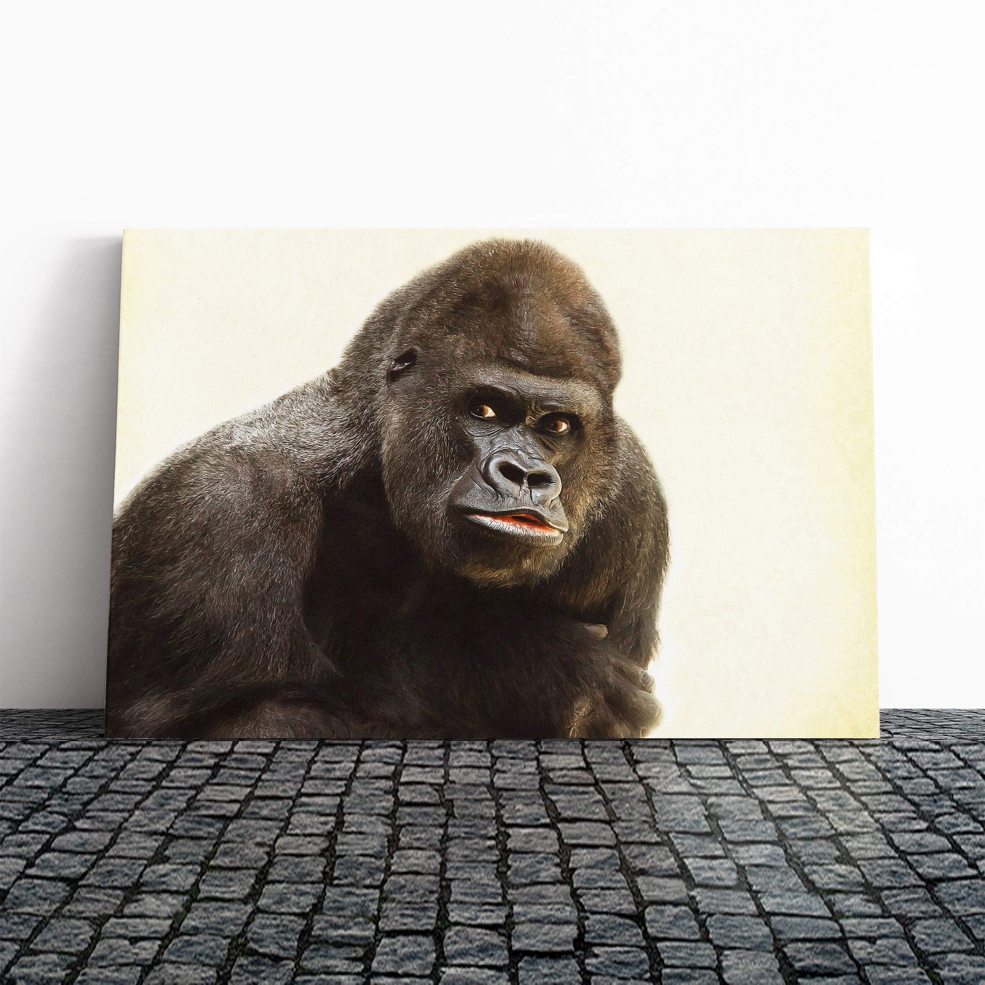 Silverback Gorilla (3) Canvas Print | Gallery Wrapped 30mm Frame Wall Art | 20x14 inches | Ready to Hang | Modern Animals Picture | Living Room Bedroom Lounge Office