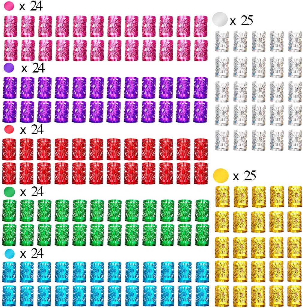 Messen 170 Pieces Dreadlocks Beads Multicolor Aluminum Dread Locks Metal Cuffs Hair Decoration Braiding Hair Jewelry (Not Break Easily) - Image 5