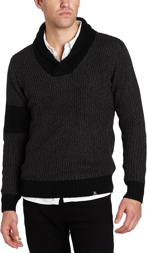 Marc Ecko Cut & Sew Men's Armband Shawl Rib Sweater, Black, Small at Amazon Men’s Clothing store