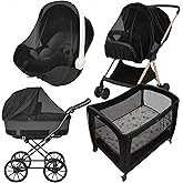 Enovoe Mosquito Net for Stroller - Bug Net for Stroller - Black Breathable Durable Polyester Mesh - Fits Strollers, Bassinets