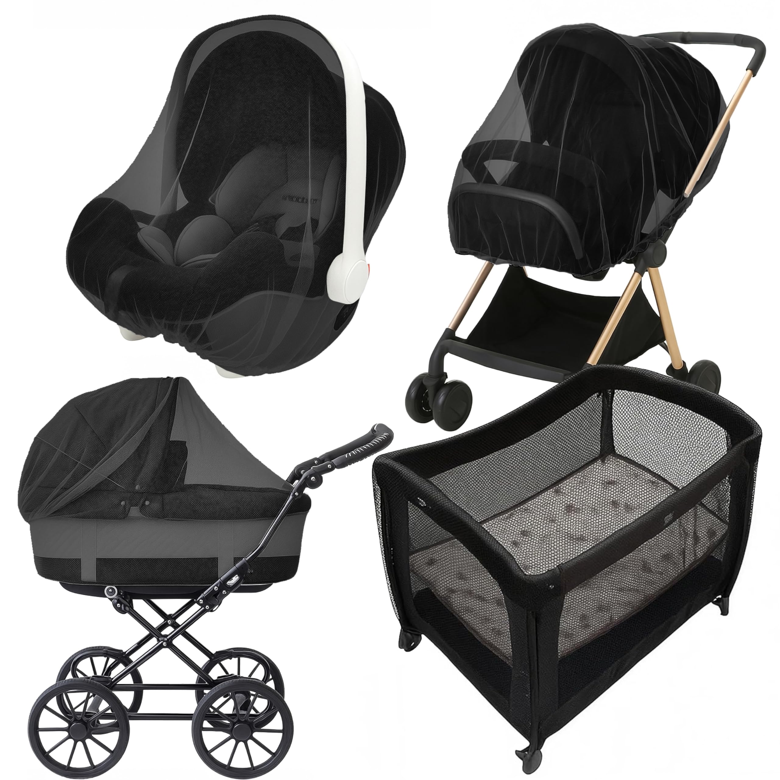 Photo 1 of Enovoe Mosquito Net for Stroller - Bug Net for Stroller - Black Breathable Durable Polyester Mesh - Fits Strollers, Bassinets, Cradles, Playards - Pack N Plays Mini Cribs - Machine Washable