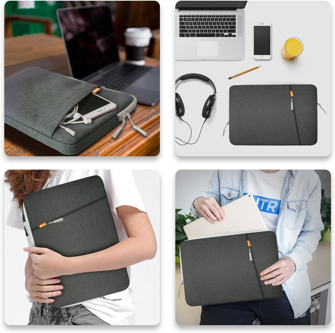 JETech Laptop Sleeve Compatible for 13.3-Inch Notebook Tablet iPad Tab, Compatible with 13" MacBook Pro and MacBook Air,Waterproof Shock Resistant Bag Case with Accessory Pocket, Grey: Computers & Accessories