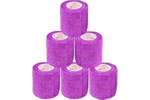PRAIRIE HORSE SUPPLY 2 Inch Vet Wrap Tape Bulk (Purple) (Pack of 6) Self Adhesive Adherent Adhering Flex Bandage Grip Roll for Dog Cat Pet Horse