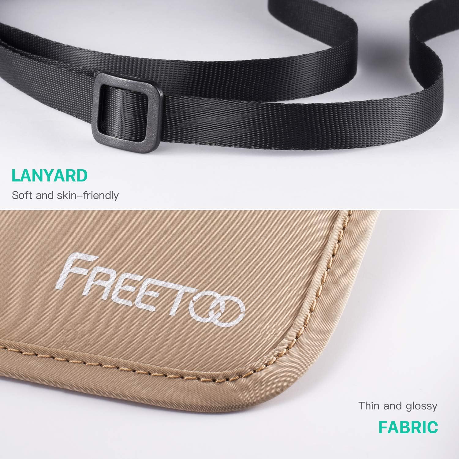 FREETOO Travel Neck Wallet & Hidden Passport Holder with RFID Blocking, Travel Neck Pouch Document Bag for Men/Women: Sports & Outdoors