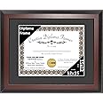 Creative Picture Frames 12x15 Mahogany Finish Diploma Frame with Black Matting Holds 12 by 15-inch Documents with Glass and installed Wall Hanger