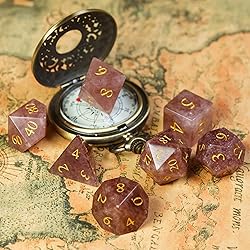 UDIXI Strawberry Quartz Gemstone Dice Set, Stone