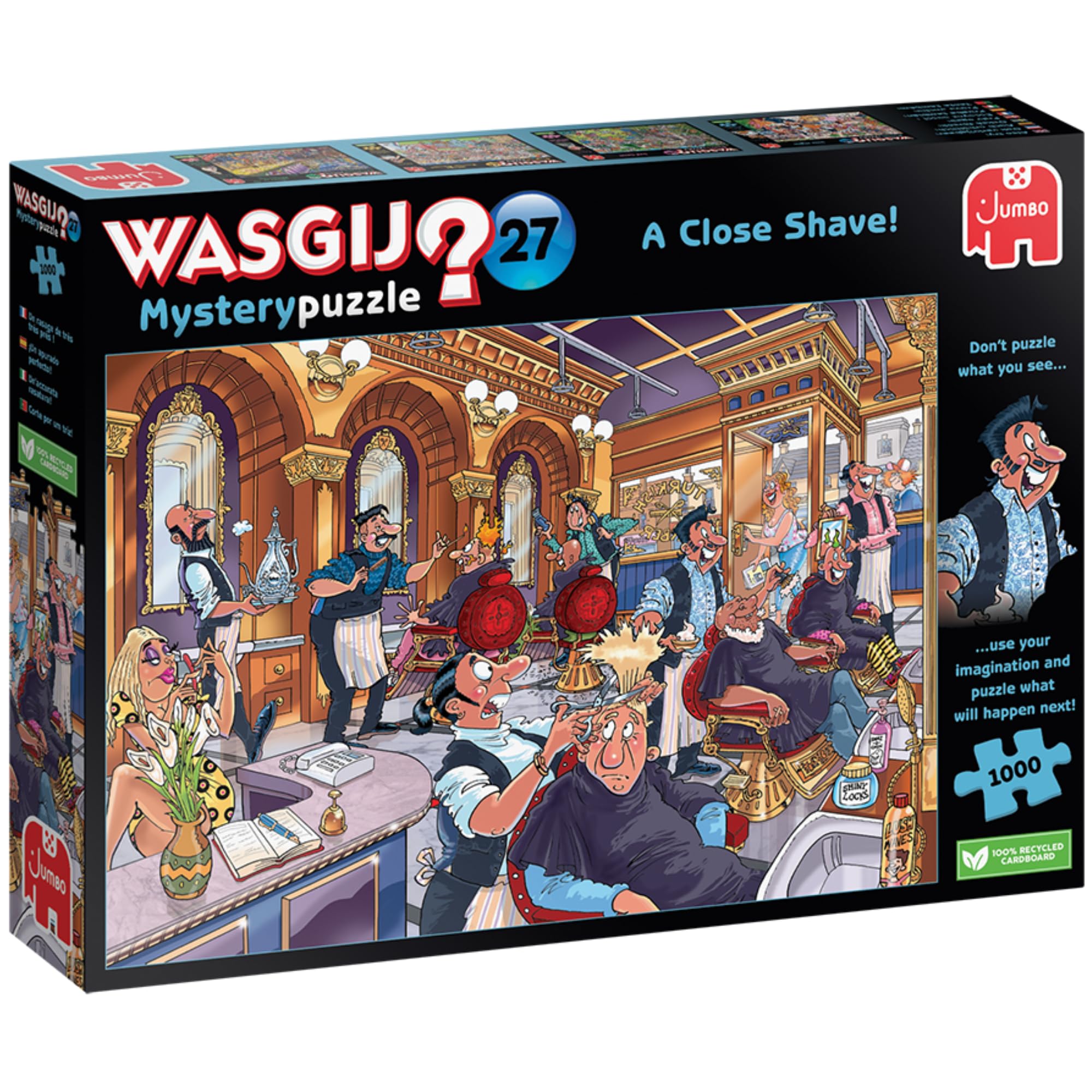 Wasgij Mystery 27, A Close Shave - Unique 1000 Piece Jigsaw Puzzles for Adults - Colourful, Challenging & Brainteasing 1000 Pcs Adults Jigsaw Puzzle - 100% Recycled Cardboard 1000 Pc Puzzles - Jumbo