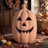 NUPTIO Terracotta Pumpkin Halloween Decor: 15" H Fall Jack O Lantern | Heavy Duty Vintage Pumpkin Candle Lanterns for Front P