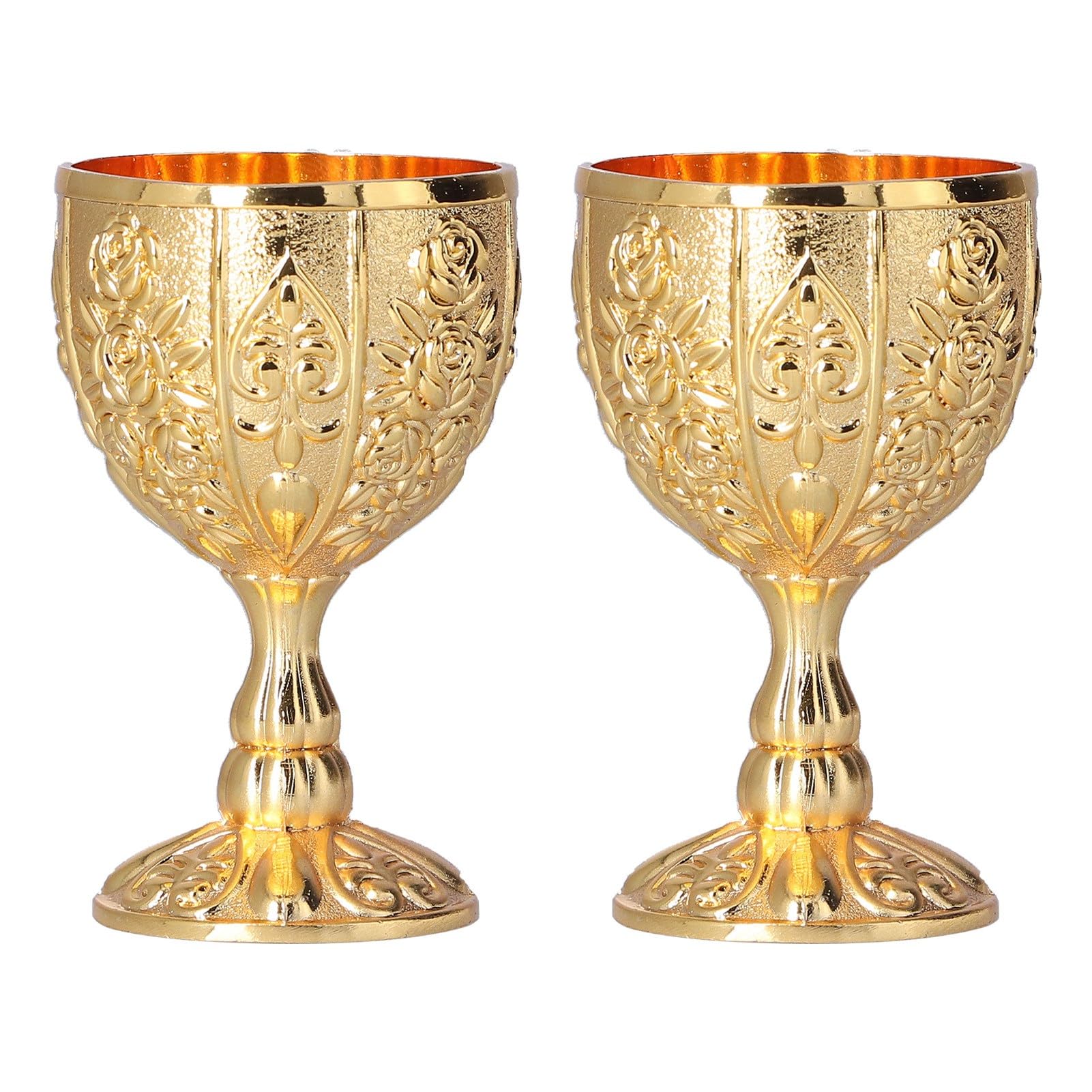Yosoo Health Gear Vintage Chalice Goblet, Royal Wine Glasses, 2PCS 30ml Vintage Golden Chalice, Medieval Party Decorations Retro Ornaments for Traveling Decoration Home Collection