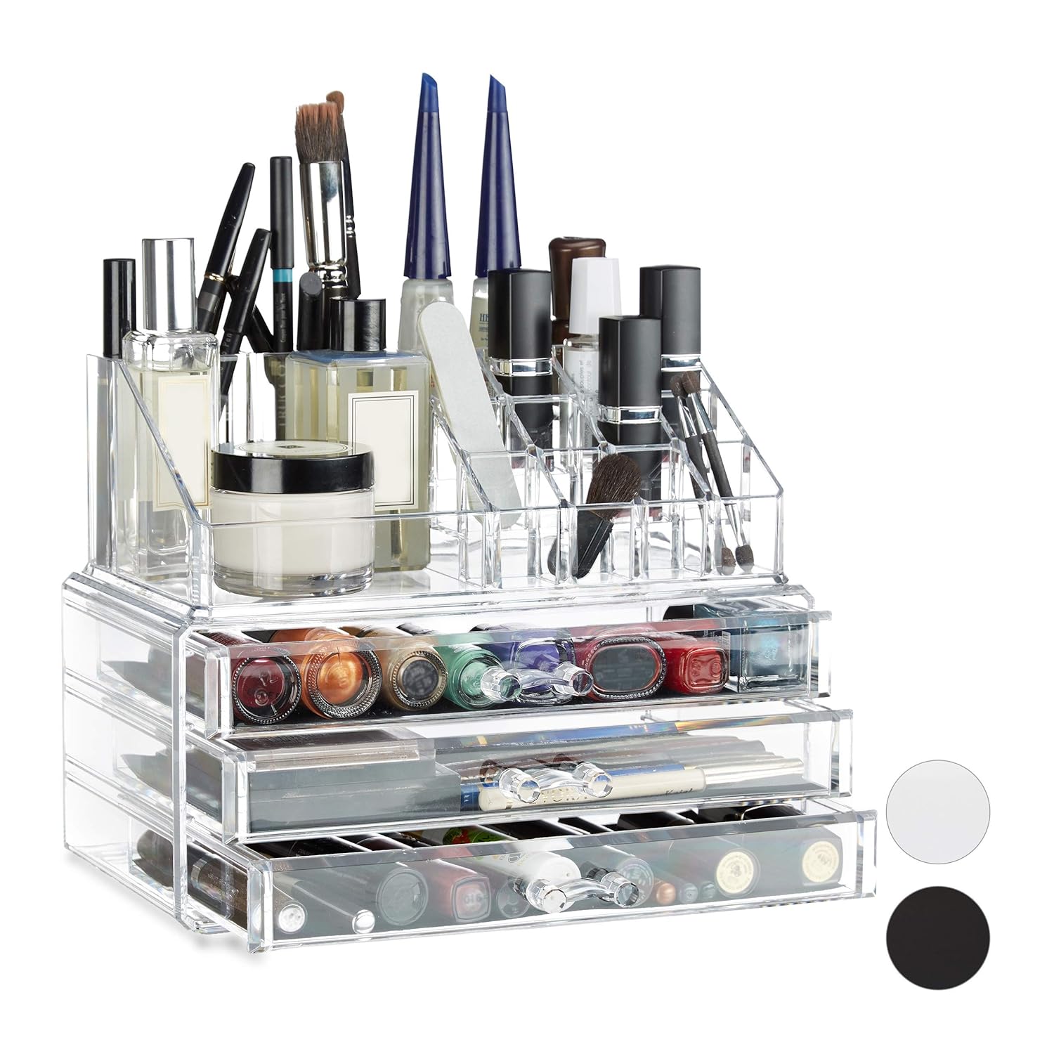 Relaxdays Small Organizer, 2Piece Cosmetics Storage with Drawers