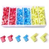 Flytuo 90 Degree Right Angle Spade Connectors 120PCS - Quick Disconnect Wire Connectors Kit with Nylon Insulation, Female Cri