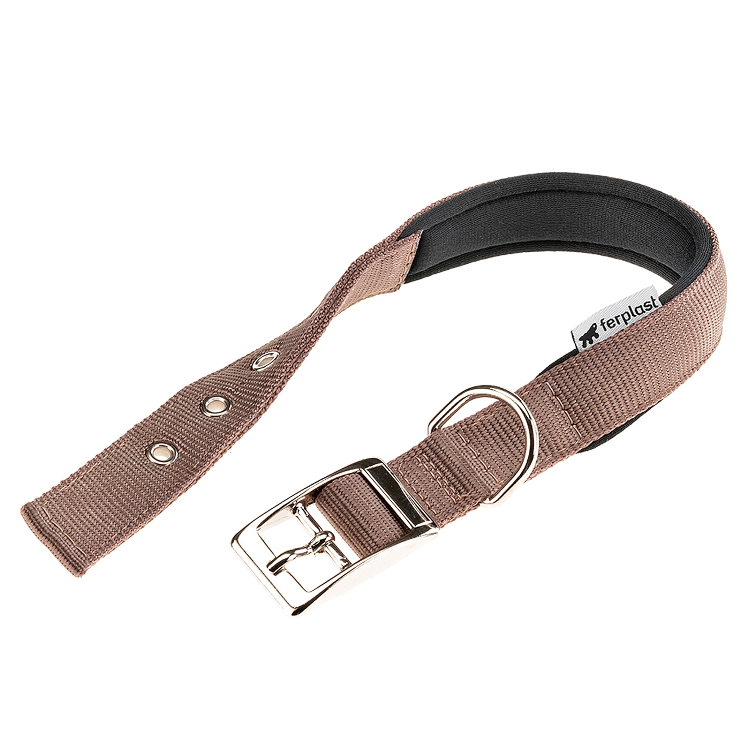 Ferplast Dog Collar Medium Large Size Dog Collar in Padded Nylon Adjustable Metal Buckle, Neck Size 34-42 cm, Brown — image 1