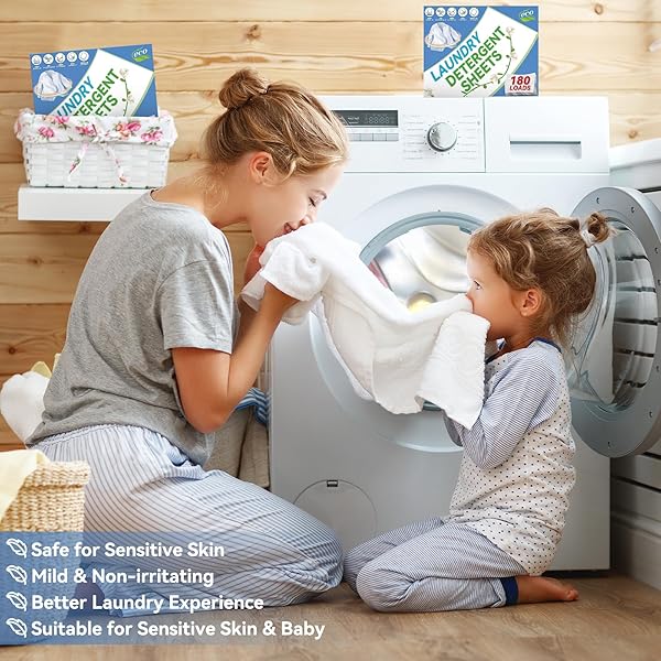 LAUNDRY DETERGENT SHEETS 180 LOADS, ECO-FRIENDLY LAUNDRY SHEETS, HYPOALLERGENIC COMPACT LAUNDRY DETERGENT, STAIN FIGHTING LAUNDRY SOAP SHEETS FOR HE MACHINE & HAND WASH HOME DORM TRAVEL FRESH SCENT