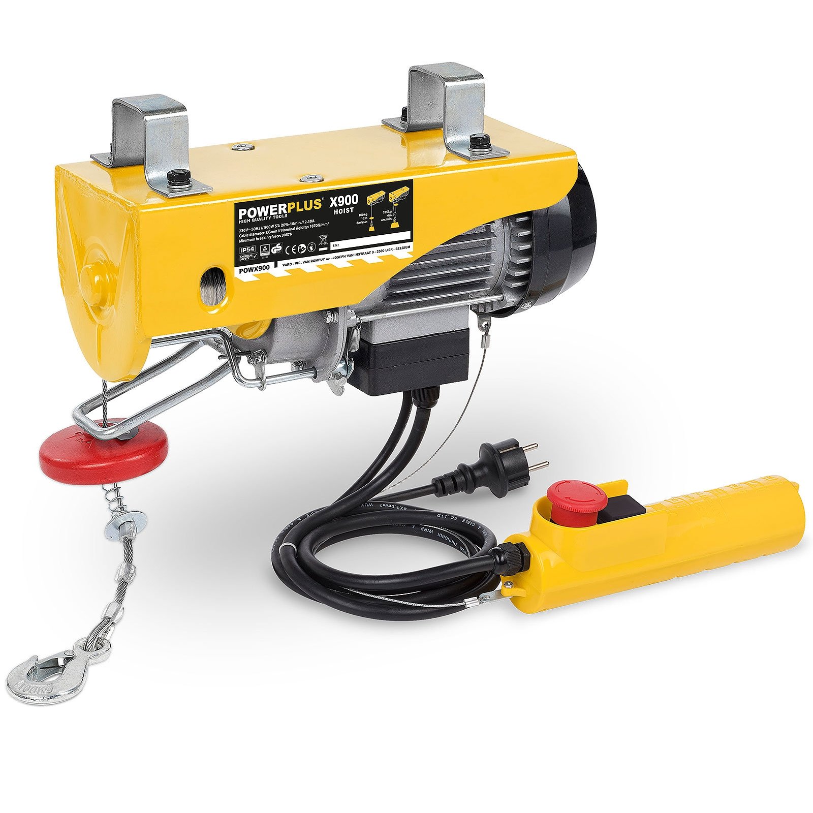 PowerPlus POWX902 Electric Winch 1050 Watt Cable Hoist 300/600 kg