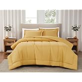 Brooklyn Loom Solid Cotton Percale Mustard Yellow Full/Queen 3 Piece Comforter Set, Solid Color Themed, Oeko-TEX Certified Confidence