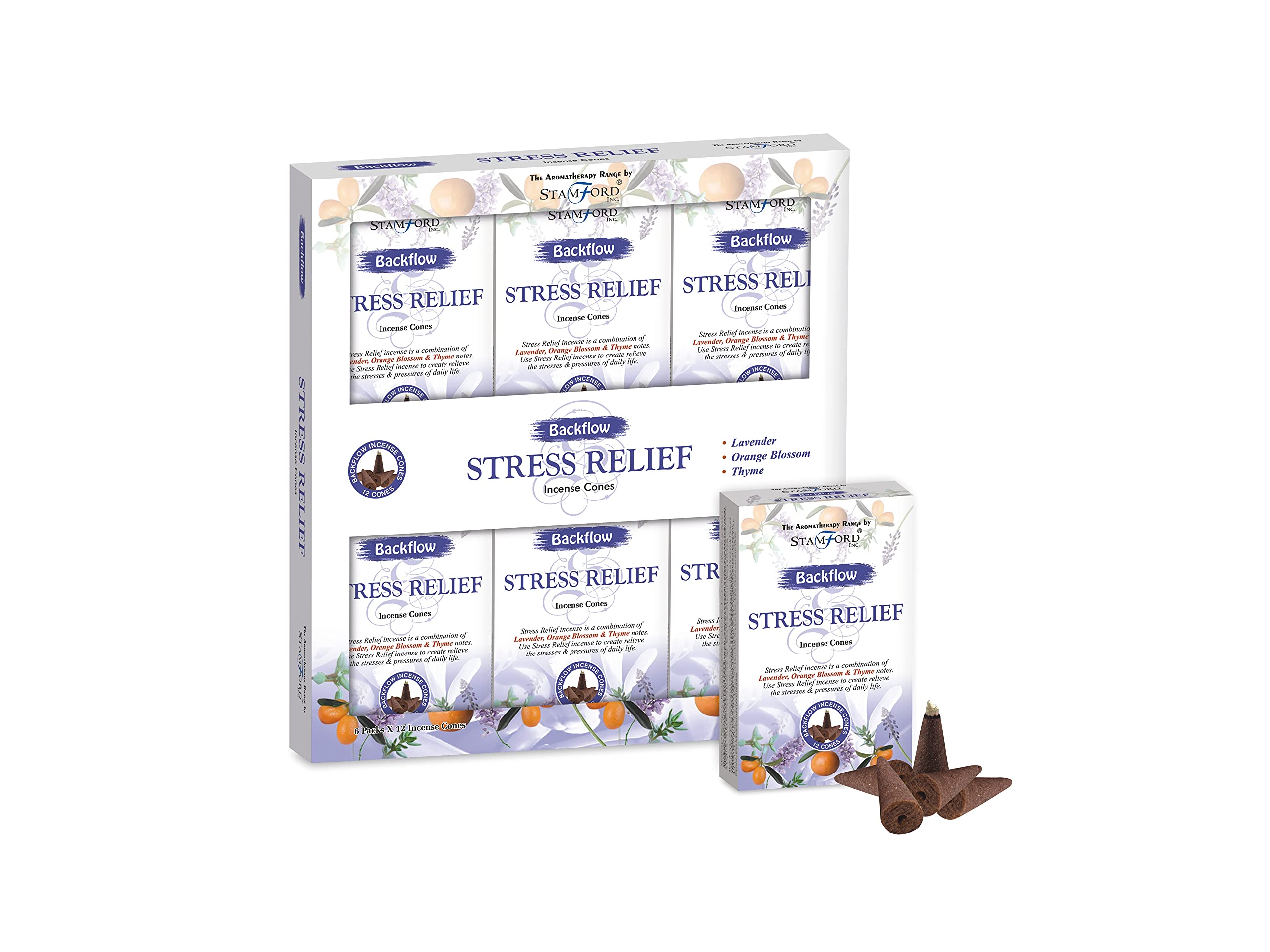 Stamford London 37466 Sensuality Backflow Incense Cones - 6 Packs x 12 Cones