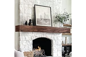 LXWZHK Fireplace Mantel Shelf, 72×8×5 Inch Wooden Floating Shelf for Over Fireplace, Handcrafted Wood Mantels, Wall-Mounted Mantel Shelves, Rustic Floating Mantels Shelves for Living Room, Brown