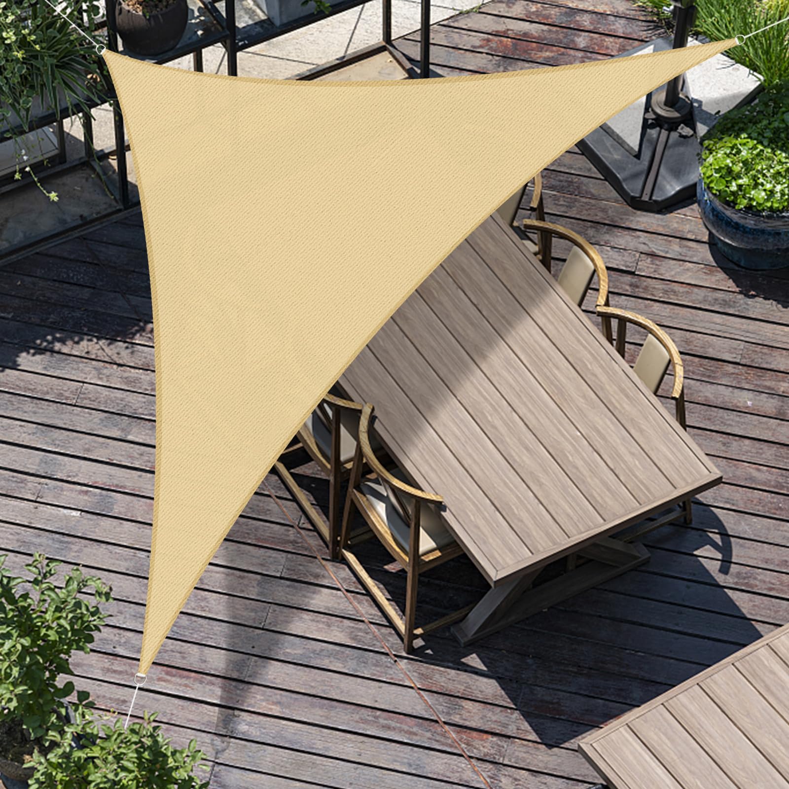 SUNNY GUARD Sun Shade Sail Triangle 3x3x4.25m HDPE Breathable UV Block for Garden Outdoor Patio - Sand