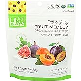 Fruit Bliss Dried Fruit Mix – Fruit Medley of Organic, Dried & Pitted Apricots, Plums & Figs - Organic Fruit Snacks, Dried Fruit Snacks, Resealable Pouches, Gluten-Free Vegan Snacks (1 Pack 5oz. Each)