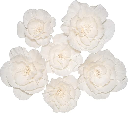 Amazon Com Paper Flowers Decorations For Wall 6pcs White 3d