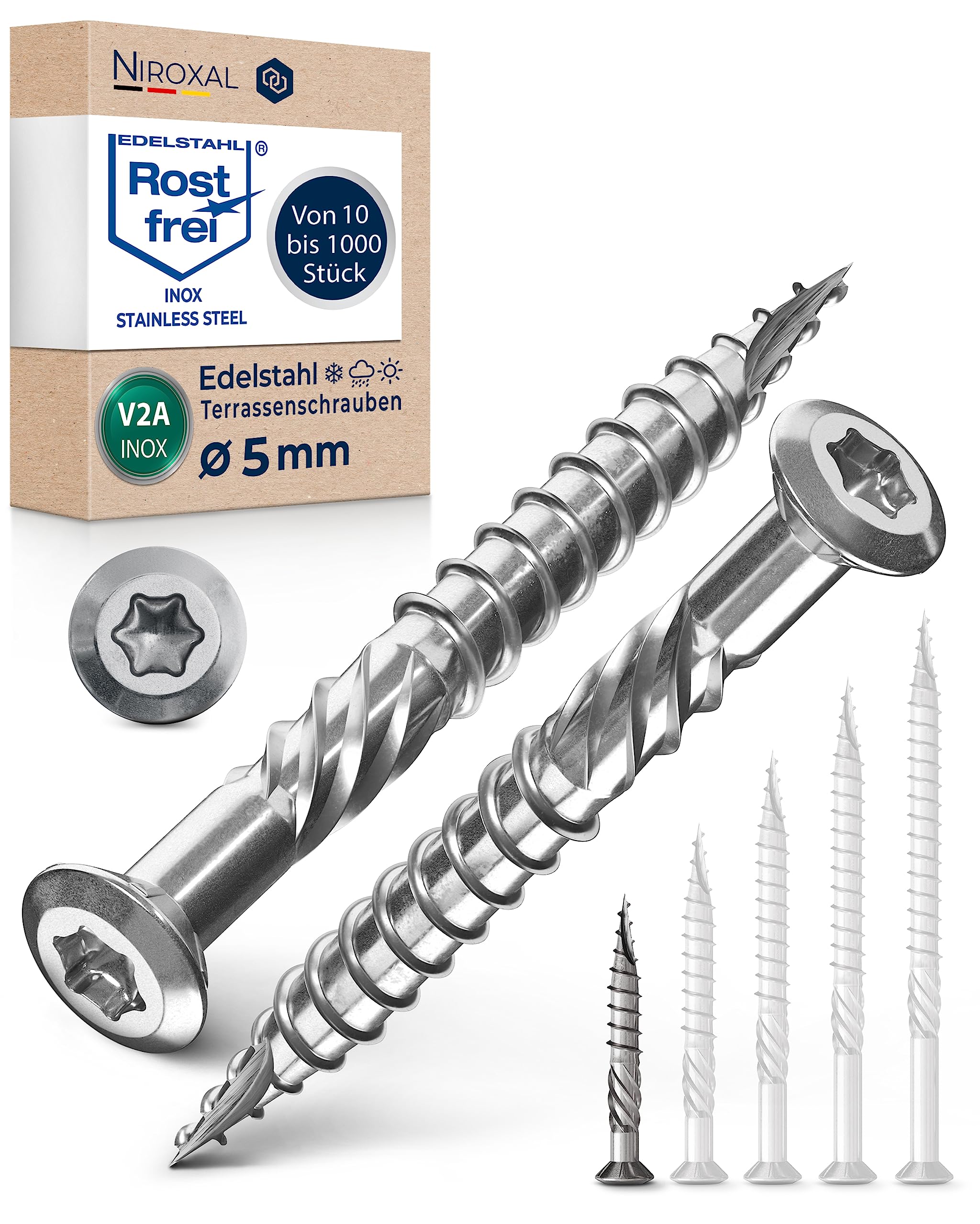 NietFullThings Decking Screws Stainless Steel A2 (304) Torx Wood Screws 5x40 mm Deck Screws for Wood Outdoor Pack of 800 — image 1
