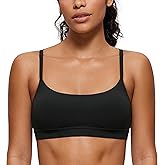 CRZ YOGA Butterluxe Adjustable Spaghetti Strap Sports Bras for Women - Scoop Neck Wireless Padded Yoga Workout Crop Top