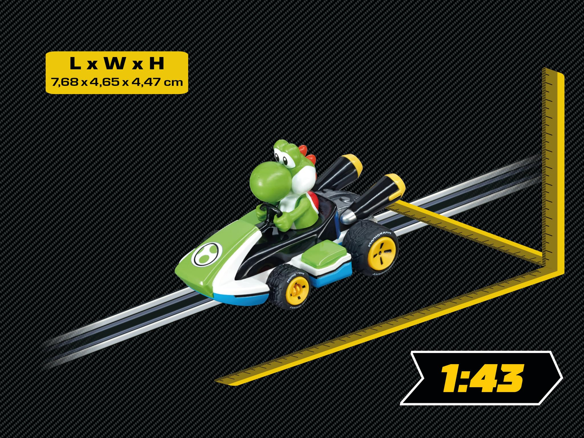Carrera 64035 Mario Kart - Yoshi 1:43 Scale Analog Slot car Vehicle for GO!!! Electric and Battery Slot car Racing Track