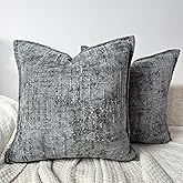 OYIMUA Gray 18x18 Chenille Pillow Covers Set of 2 Farmhouse Decorative Textured Pillow Cases for Living Room Couch Bed Soft Luxury Accent Throw Pillows with Elegant Design