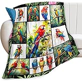 Lovira Parrot Cockatiel Throw Blanket Tropical Birds Print Throw Blankets Gifts for Couch Sofa Bed Stuff Decor Soft Cozy Fleece Plush Warm Flannel Bedding for Lover Men Women Boys Girls 40"x50"