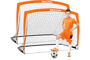 Dimples Excel Soccer Goals Kids Soccer Net for Backyard 7x5 FT, 5x3.6 FT, 4x3 FT, 3x2.2 FT