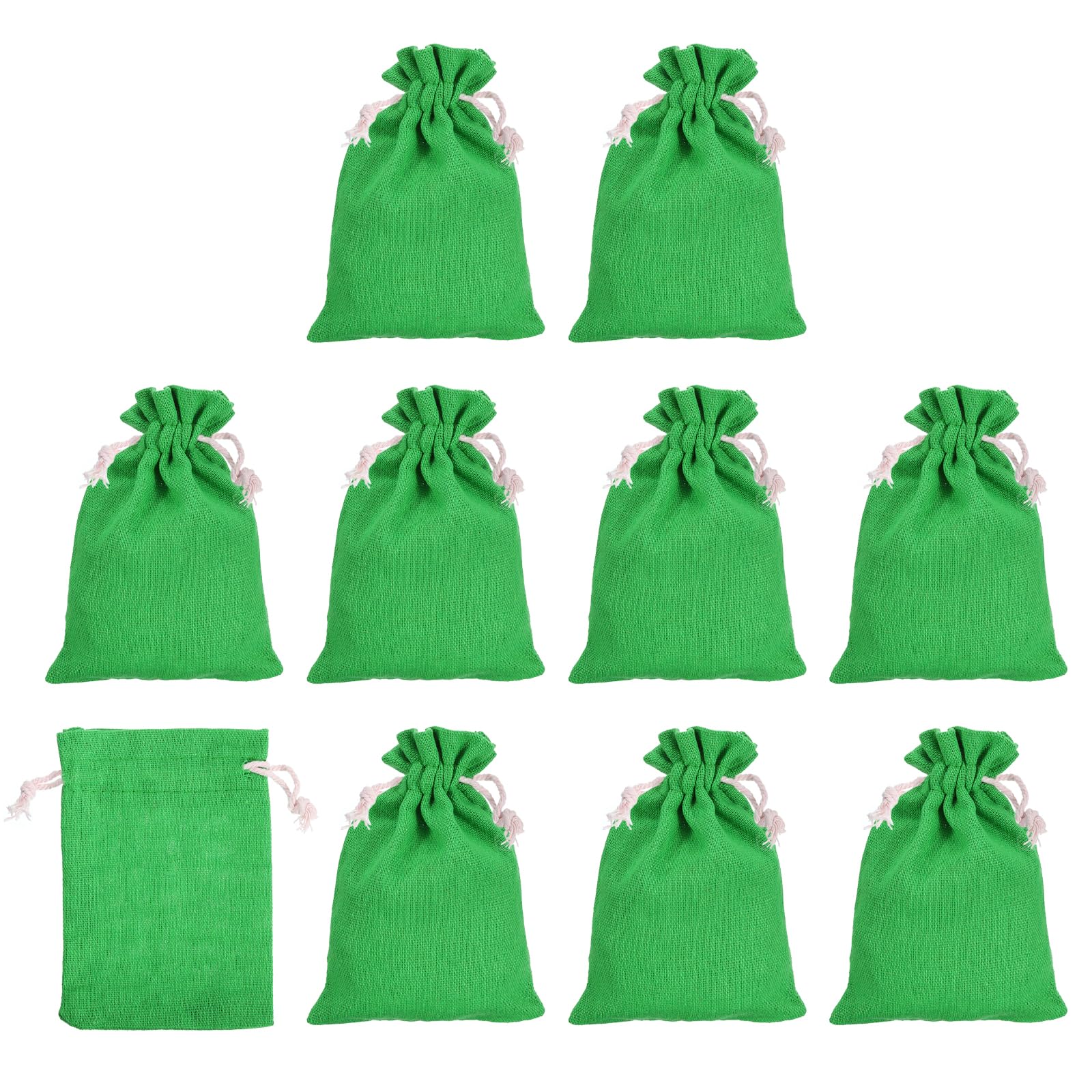 PATIKIL 6"x4" Coin Money Sacks Bag, 10 Pack Bank Deposit Change Transit Bags Cash Bag with Drawstring Currency Bags Gift Bag Style 4, Green