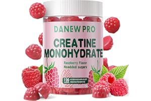 DANEW Pro Creatine Monohydrate Gummies for Men & Women-5g of Creatine Monohydrate per Serving - Sugar Free,Vegan, Raspberry Flavor, 120 Count