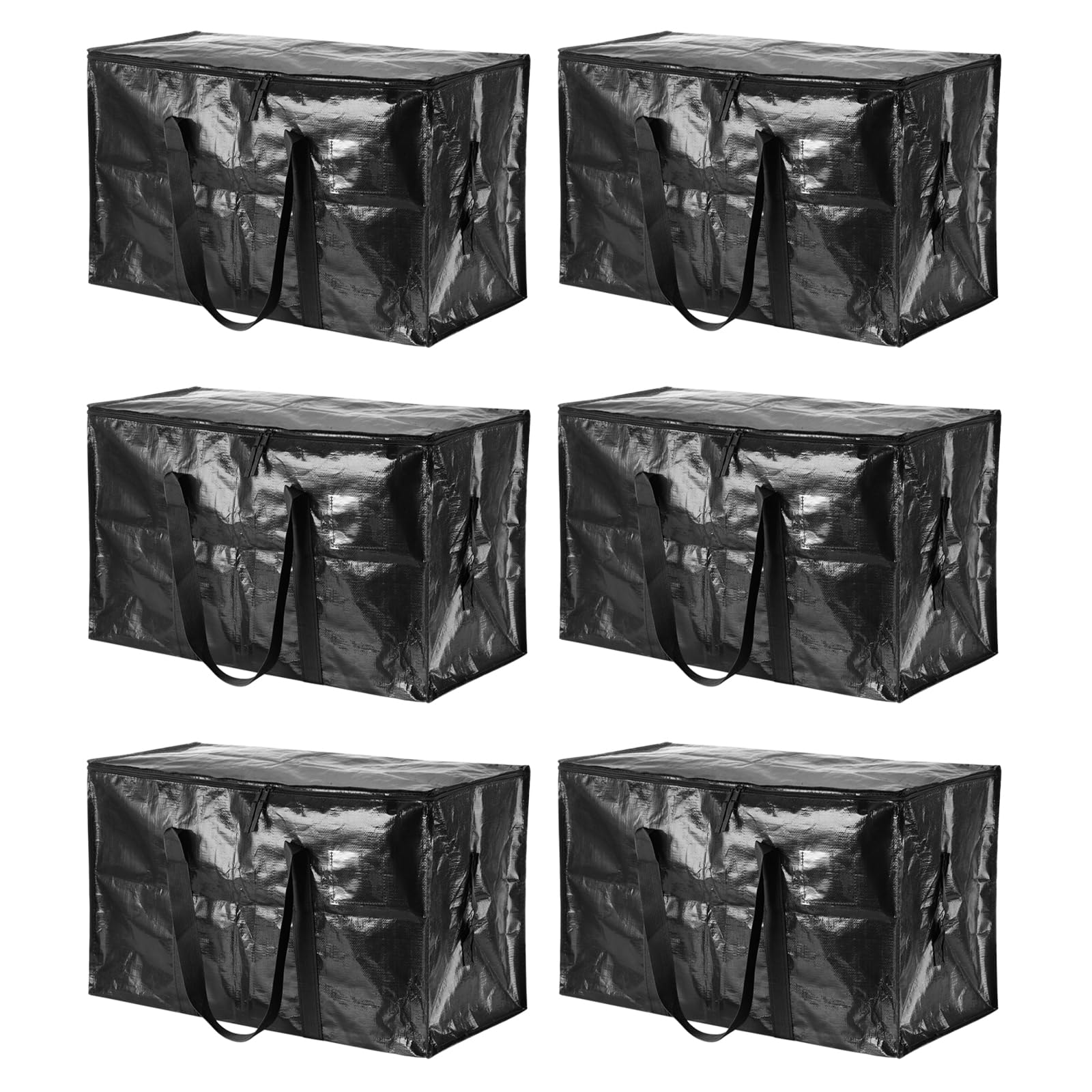 PATIKIL Extra Large Moving Bags, 6 Pack Large Bag with Reinforced Handles and Zipper Storage Tote Packing Bags Collapsible for Clothes Moving Supplies,Black