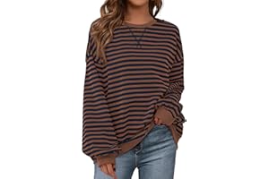 BTFBM Womens Oversized Striped Sweatshirt Crewneck Long Sleeve Pullover Top Casual Y2K Fall Clothes 2025 Workout Shirt
